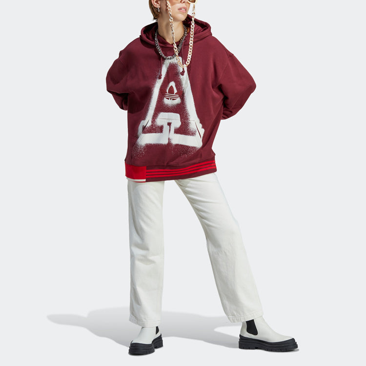 (WMNS) adidas Originals Oversized A Graphic Hoodie 'Red' IC5236