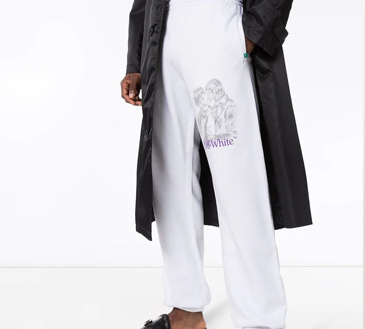 Off-White Logo Printing Sports Long Pants White OMCH020S20E300070188