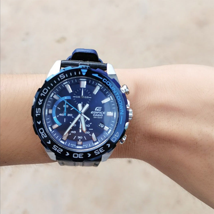 Men's CASIO EDIFICE Series durable quartz Watch Business Mens Blue Analog EFR-566BL-2A