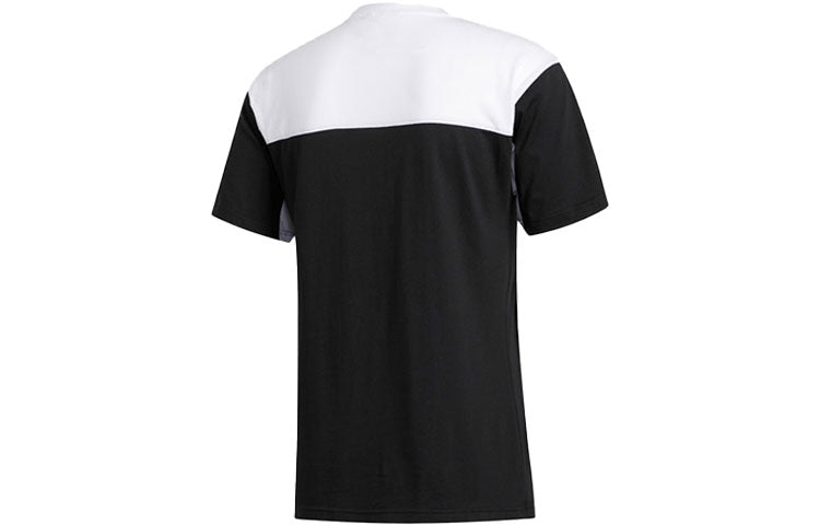 Men's adidas originals Casual Colorblock Sports Splicing Stripe Short Sleeve Black T-Shirt GD2071