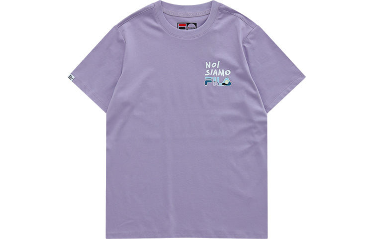 FILA FUSION Alphabet Printing Sports Round Neck Short Sleeve Purple T11W121109F-VT