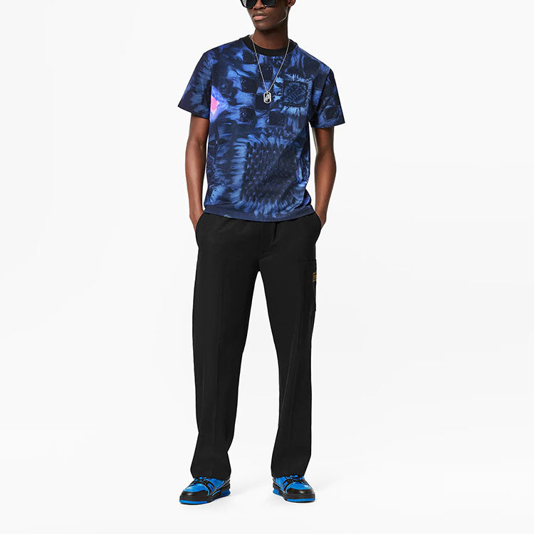Men's LOUIS VUITTON Cotton Printing Short Sleeve Blue 1A8X1P