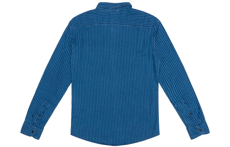 Men's Levis Casual Pure Cotton Stripe Long Sleeves Blue Shirt 86619-0000