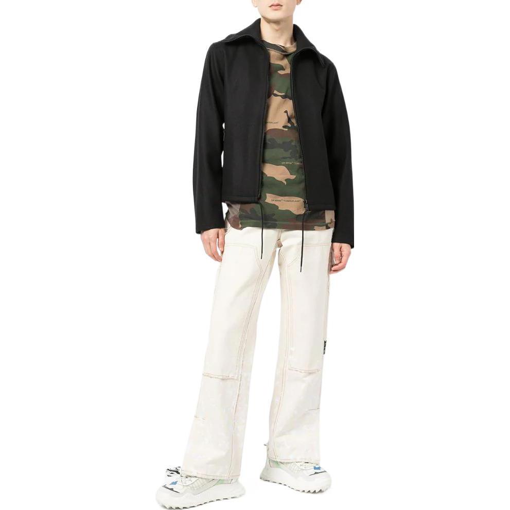 Men's Off-White SS22 Solid Color Logo Embroidered Lapel Version Black Jacket OMBD030F21FAB0011010BLACK
