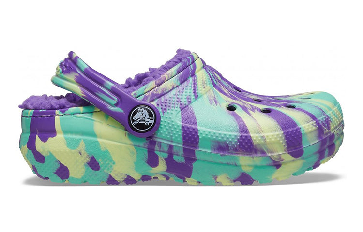(GS) Crocs Classic Lined Marbled Clogs 'Neon Purple Multi' 207238-573