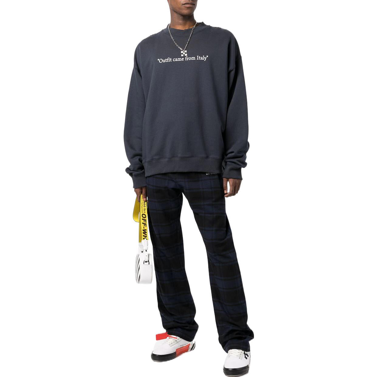 Men's Off-White SS22 Plaid Casual Pants/Trousers Blue Black OMCA228S22FAB0014501