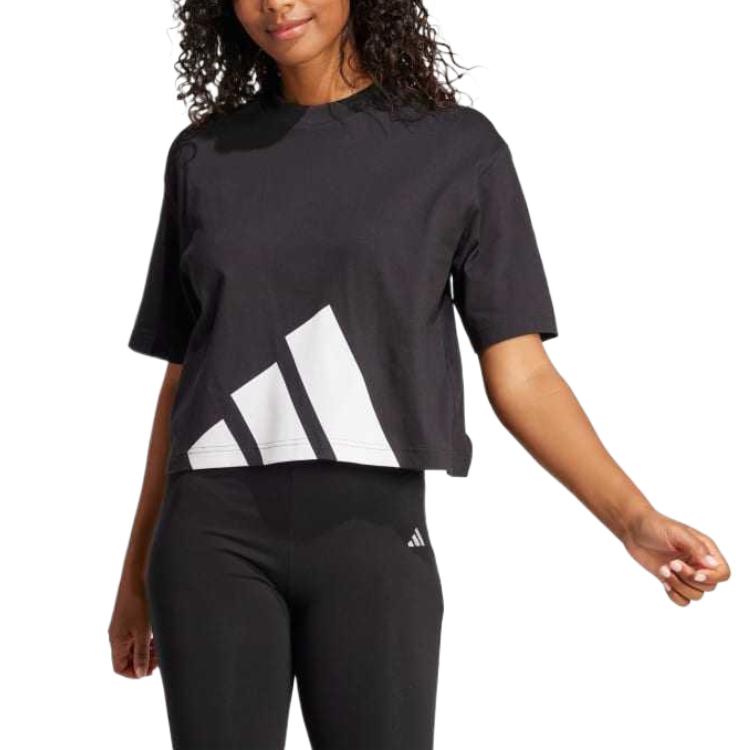 (WMNS) adidas Essentials Big Logo Boyfriend T-Shirt Asia Sizing 'Black' JG8736