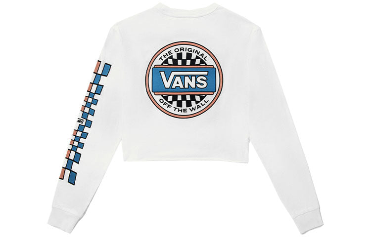 (WMNS) Vans Back Grid Logo Printing Long Sleeves White T-Shirt VN0A5DVPYB2