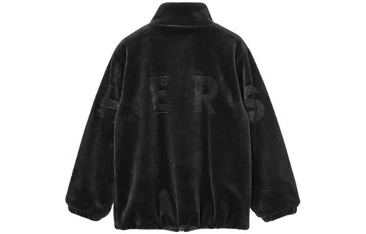 (GS) Skechers Letter Patch Label Fleece-lined Thickened Jacket 'Black' L421K107