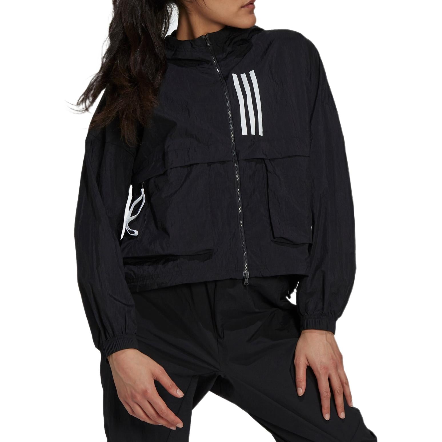 (WMNS) adidas Sportswear W.N.D. Windbreaker Asia Sizing 'Black White' GT9754