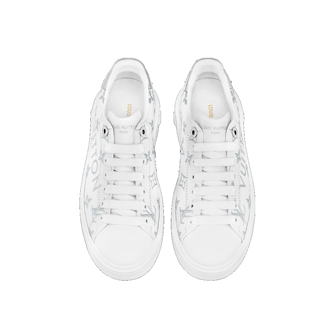 (WMNS) LOUIS VUITTON Time Out Sneakers 'White with Silver Monogram' 1AAVV6