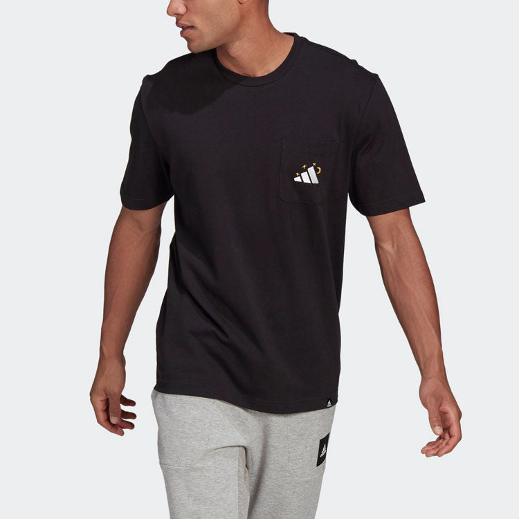 adidas Mandala Tee M Printing Sports Round Neck Short Sleeve Black GN8181