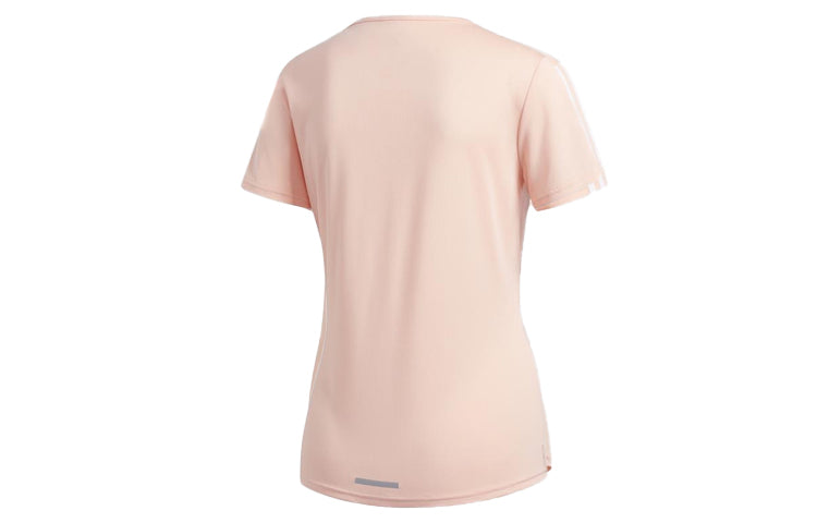 (WMNS) adidas Run 3S Tee Running Sports V neck Pullover Short Sleeve Pink EK0888