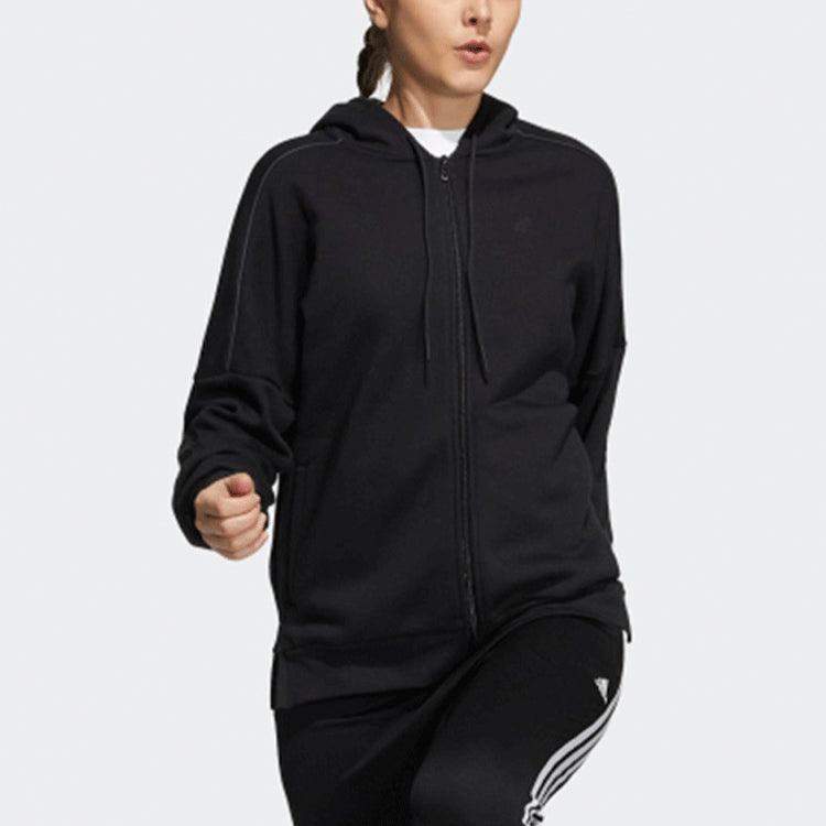 (WMNS) adidas Sports Fleece Lined Hooded Jacket Black GT6370