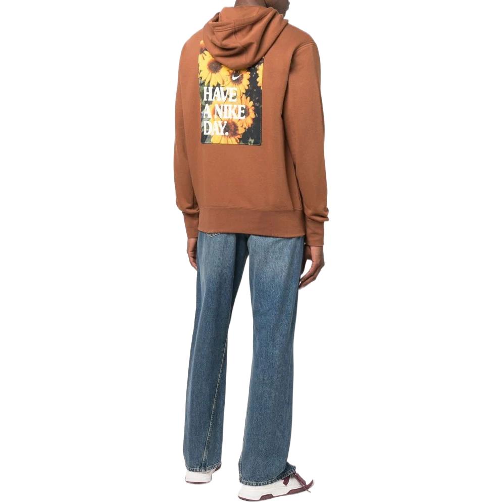 Nike Flowers Pattern Printing Pullover Hooded Long Sleeves Hoodie Men's Light Brown DM4992-204