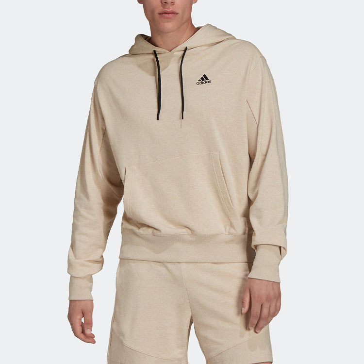 Men's adidas Botandye Logo Micro Mark Solid Color Hooded Casual Pullover Light Grey HE3070