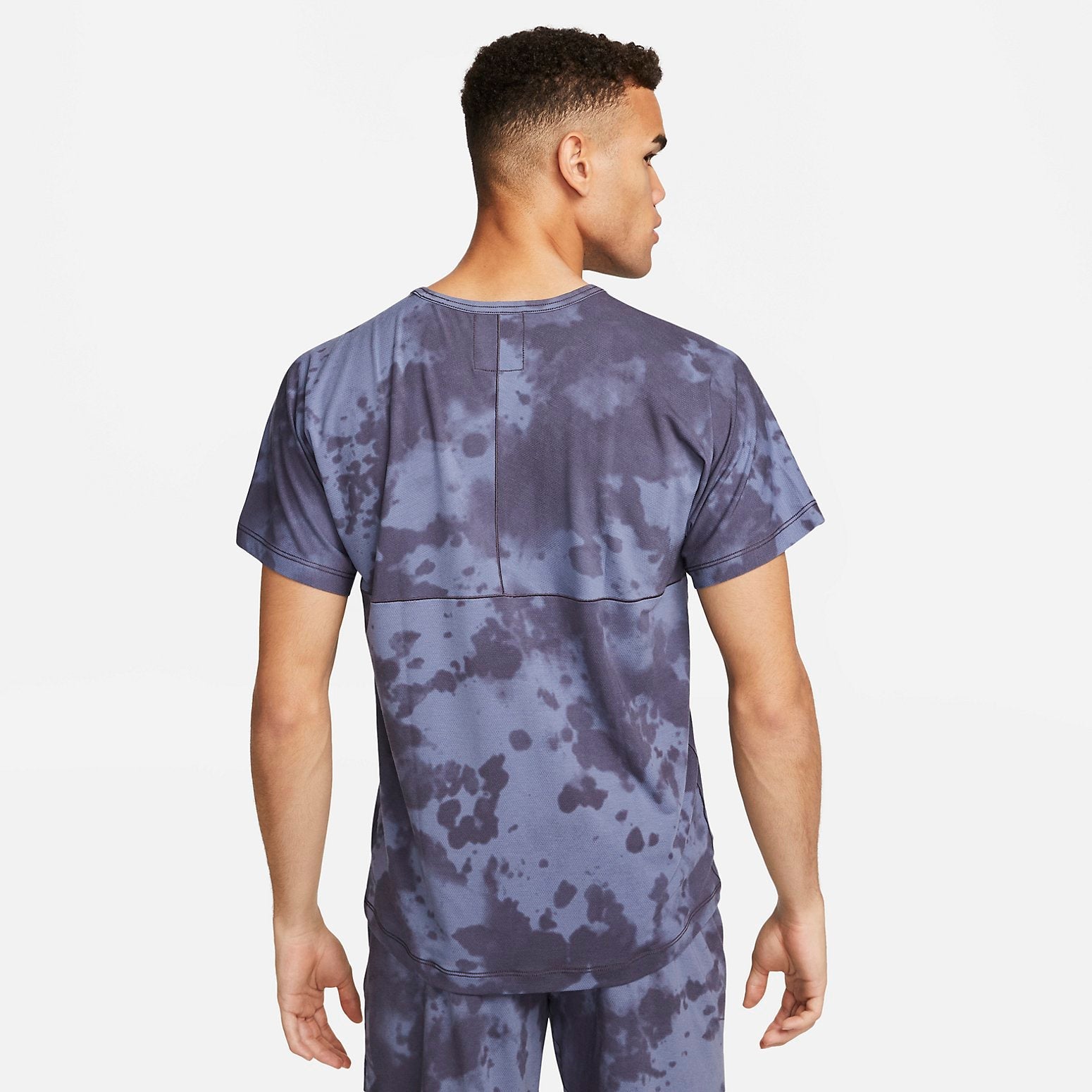 Nike Dri-FIT Allover Print Short-Sleeve Yoga Top 'Gridiron Diffused Blue' DX0922-015
