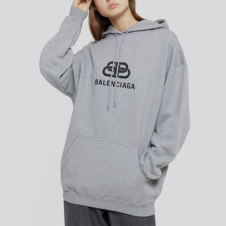 (WMNS) Balenciaga Logo Printing Hoodie Gray 578135THV781300