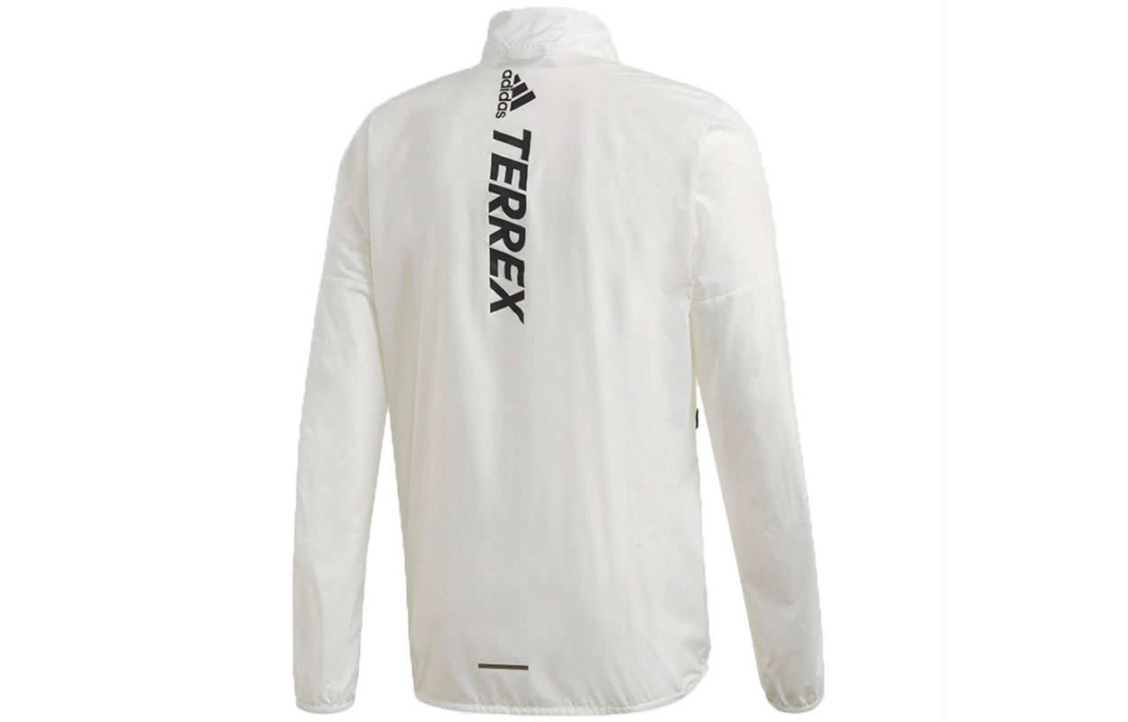 Men's adidas Terrex Outdoor Sports Thin And Light Breathable Logo Jacket Creamy White FJ9461