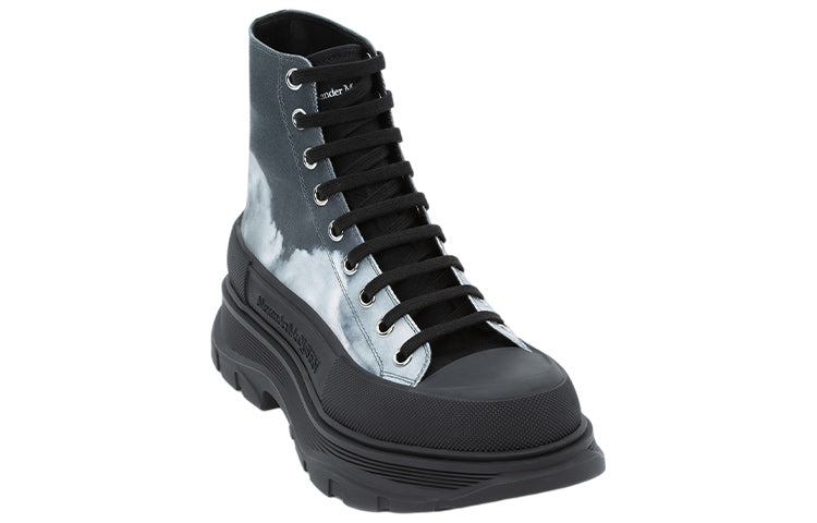 Alexander McQueen Blue Sky Print Tread Slick Boots 'Blue White Black' 705665W4TG14582
