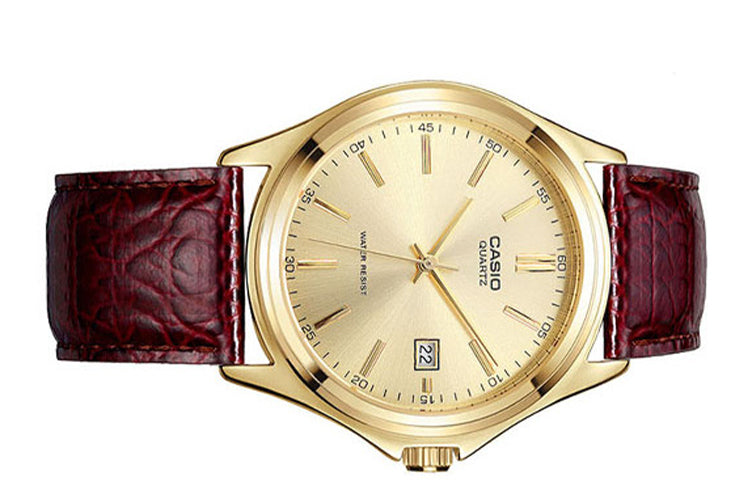 Men's CASIO Business Casual Classic Large Series Color waterproof quartz Watch Brown Strap Brown Mens Gold Analog MTP-1183QQ-9A