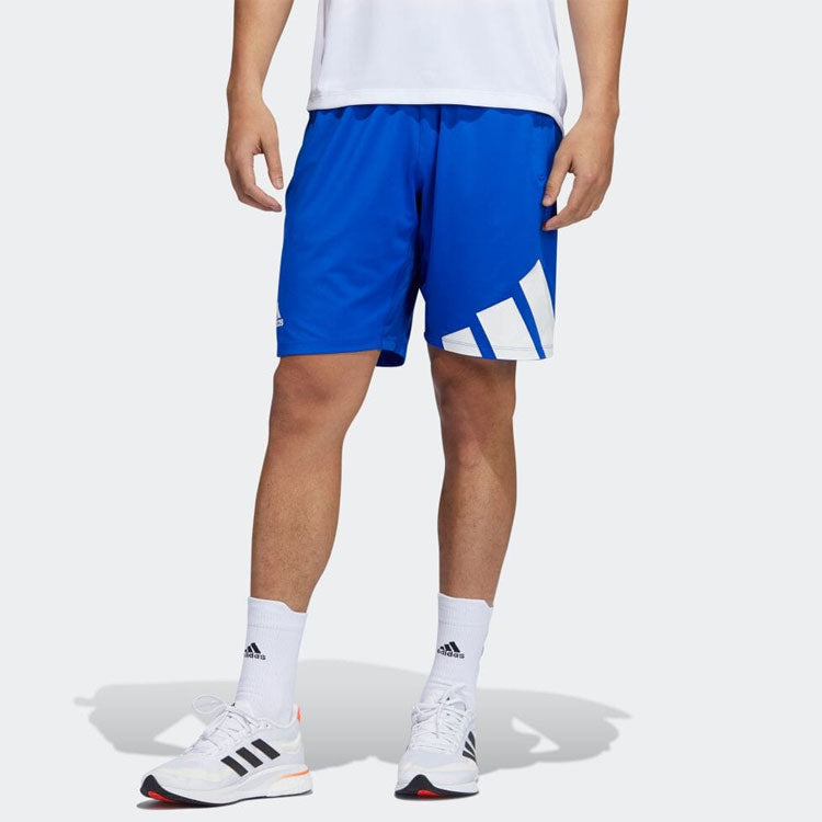 adidas Solid Color Breathable Casual Straight Logo Shorts Blue H08755