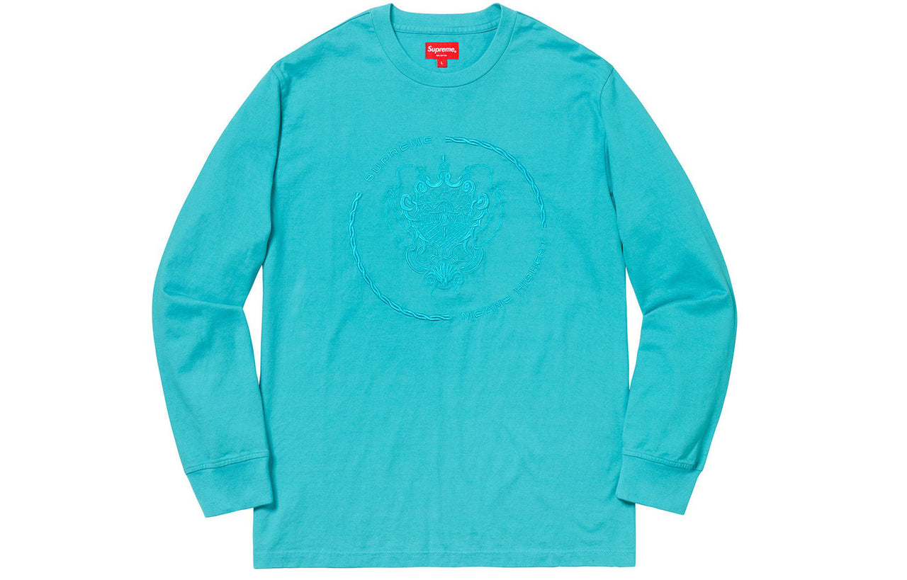 Supreme FW18 Crest L/S Top Light Blue Long Sleeves Pullover Hoodie SUP-FW18-386