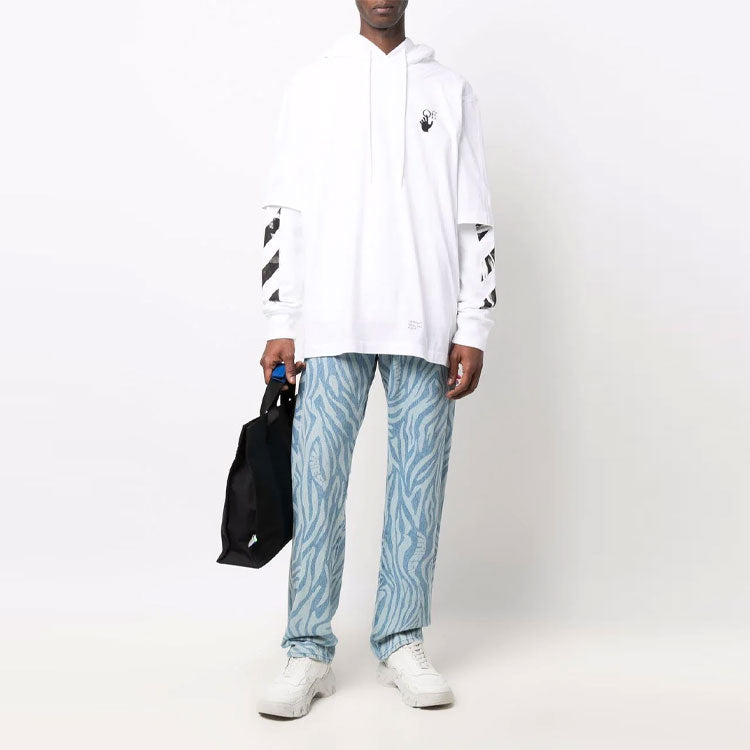 Men's Off-White FW21 Logo Printing Pullover Loose Fit White OMBB087F21FLE0050110