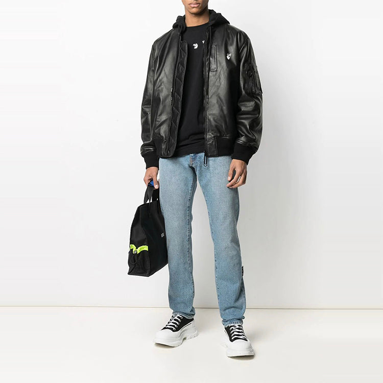 Off-White SS21 Printing Hooded Jacket Black OMJA056R21LEA0011001