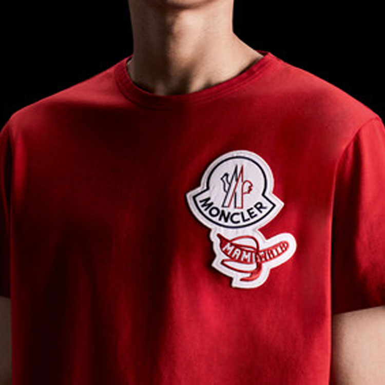 Men's Moncler Genius 2 Logo Patch Short Sleeve Red 0928C712008390T455