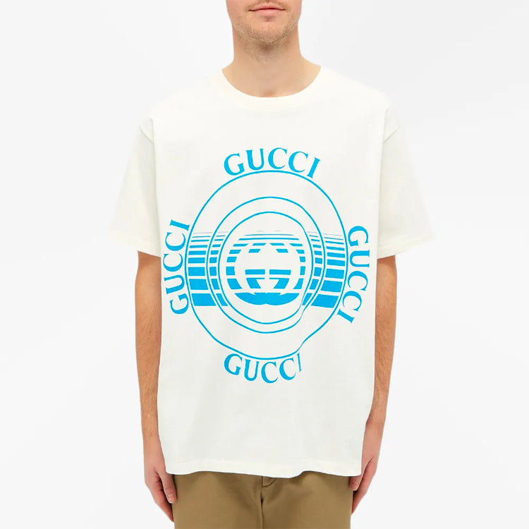 Gucci SS21 Logo Pattern Round Collar Male White 616036-XJCSQ-9101