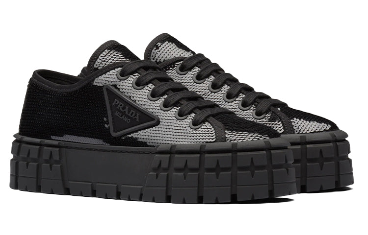 (WMNS) PRADA Double wheel sequin sneakers 'Black' 1E787M_959_F0002_F_050