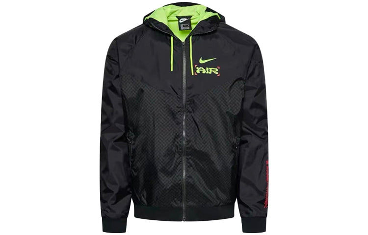 Nike Air Pattern Printing Sports Hooded Jacket Black CW4708-010