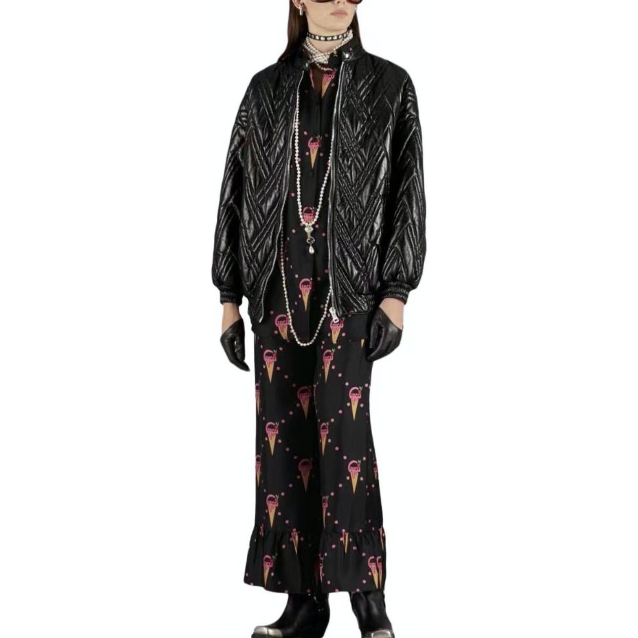 (WMNS) Gucci Ice Cream Print Satin Trousers 'Black' 733835-ZAL41-1187