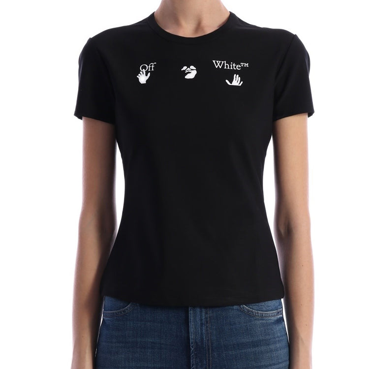 (WMNS) Off-White SS20 Exclusive logo Applique Close-fitting Short-sleeve Tee Black OWAA065S20JER0011001