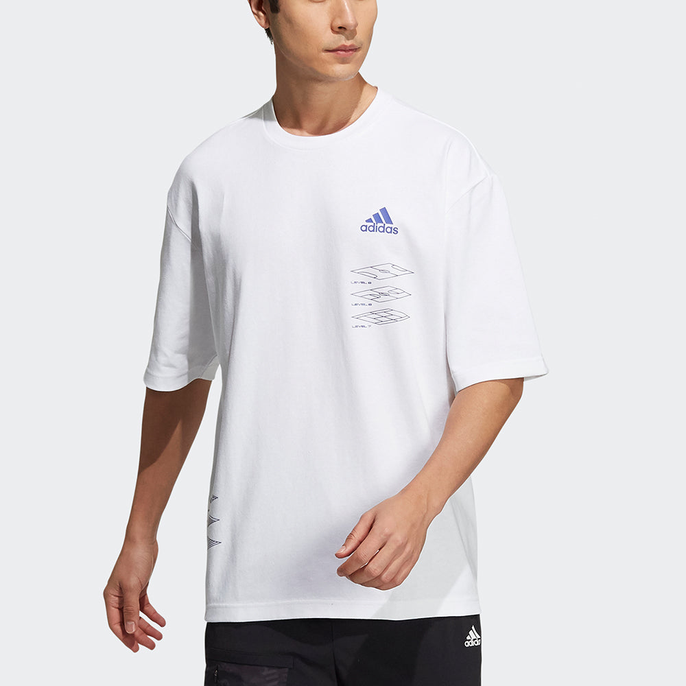 adidas St Rlx Game Tee Casual Sports Breathable Printing Short Sleeve White H40194