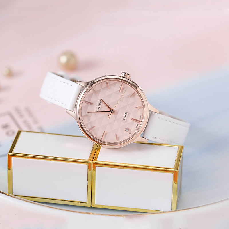 Casio Sheen Minimalistic Analog Watch 'Rose Pink White' SHE-4545CGL-4AUPR-PERSON