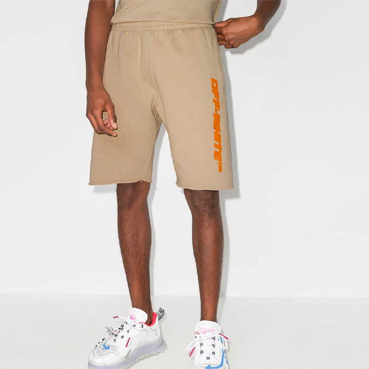 Off-White x Browns 50 Crossover Embroidered Logo Loose Sports Shorts Ordinary Version Khaki OMCI006G20FLE0011740