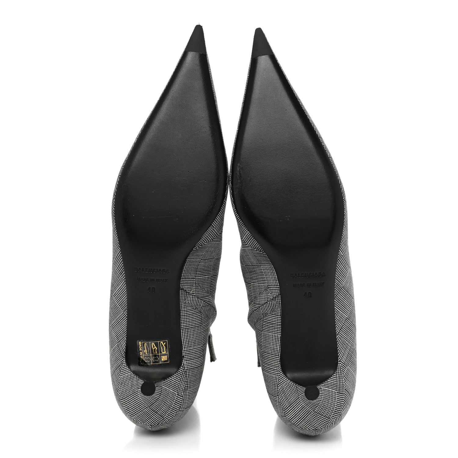 (WMNS) Balenciaga Wool Checked Knife Pointy Toe Boots 'Grey' 579218W1SR01214