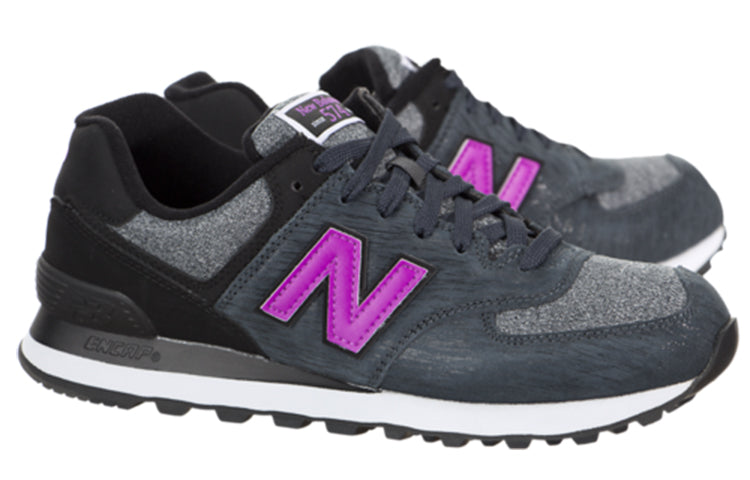 (WMNS) New Balance 574 Sweatshirt Low-top Black/Purple WL574WTB