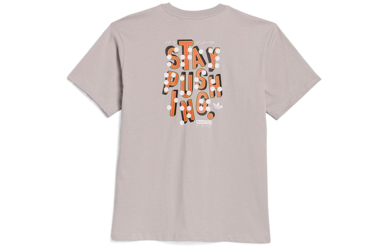Men's adidas originals Solid Color Logo Printing Round Neck Short Sleeve Gray T-Shirt HM9356