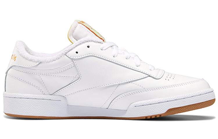 Reebok Club C 85 Stylish Low Top Casual Skate Shoes White Yellow FX1469