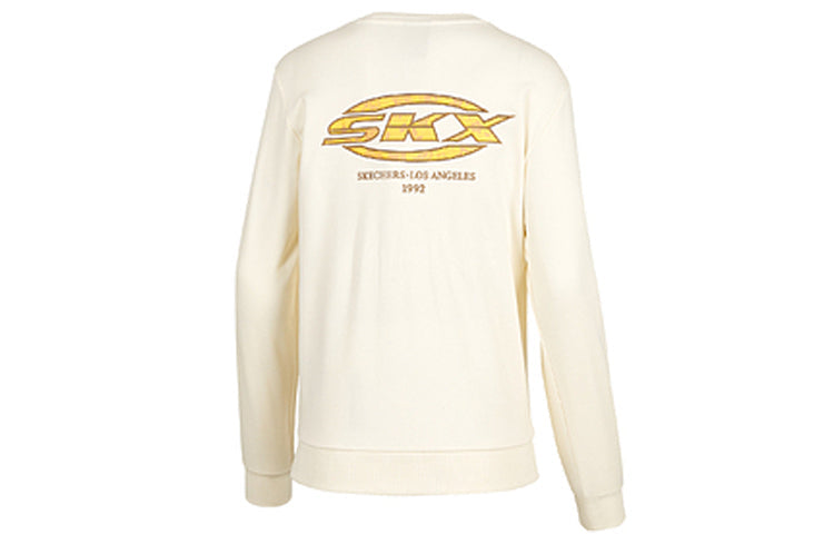 (WMNS) Skechers x SKX Logo Printed Crew Sweater 'White Yellow' P122W009-00NA