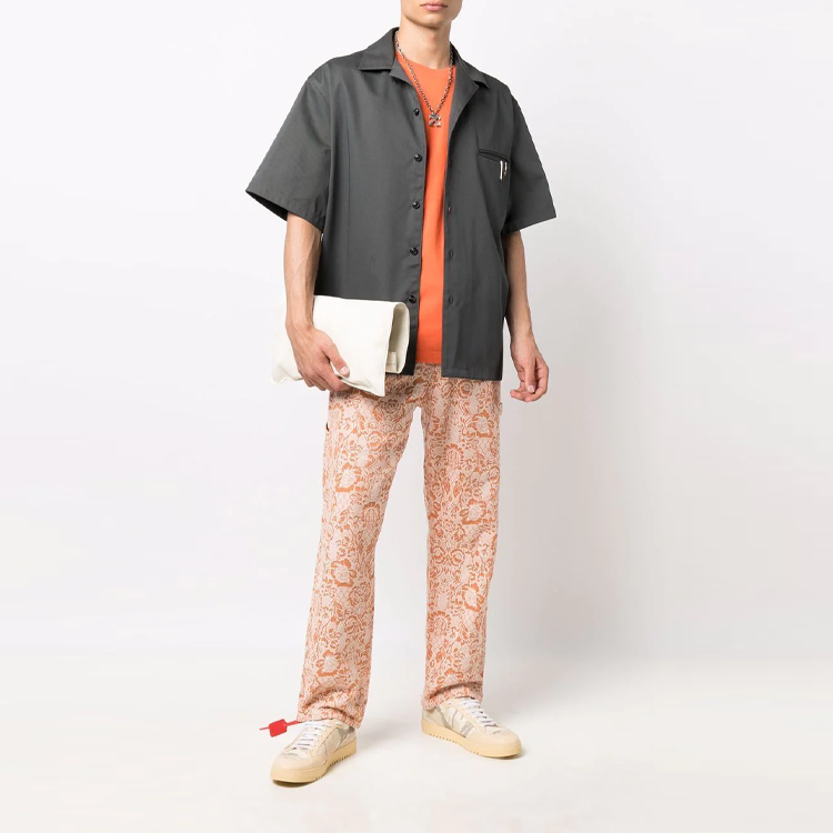 Off-White Logo Round Neck Short Sleeve Ordinary Version Orange OMAA027F21JER0012010