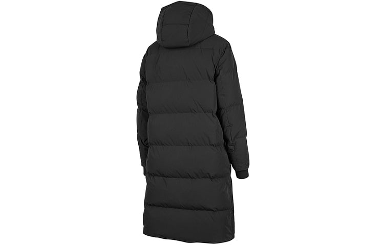 (WMNS) Skechers Woven Long Down Jacket 'Black White' P421W065