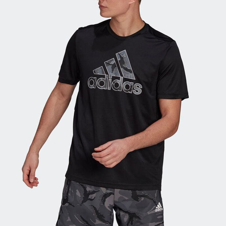 adidas Alphabet Large Logo Printing Round Neck Short Sleeve Black GP2659