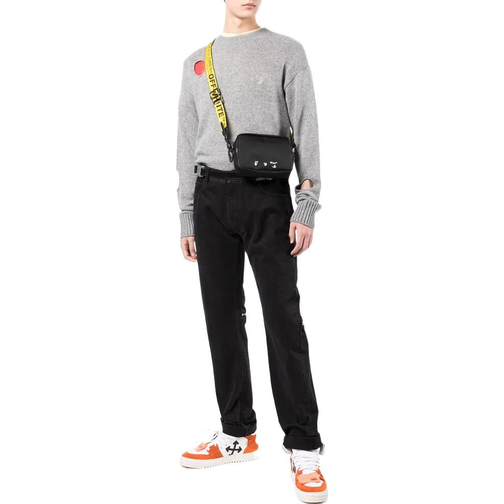Men's Off-White SS22 Solid Color Round Neck Pullover Long Sleeves Wool Sweater Gray OMHE092F21KNI0010610