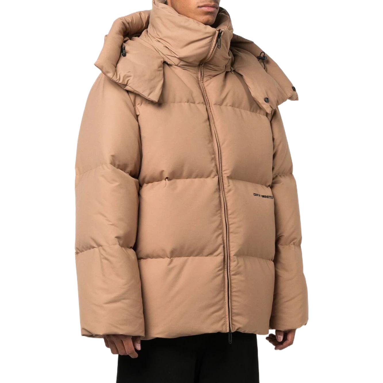 Men's Off-White FW22 Solid Color With Down Feather Jacket Fitted Fit Brown OMED048F22FAB0016210