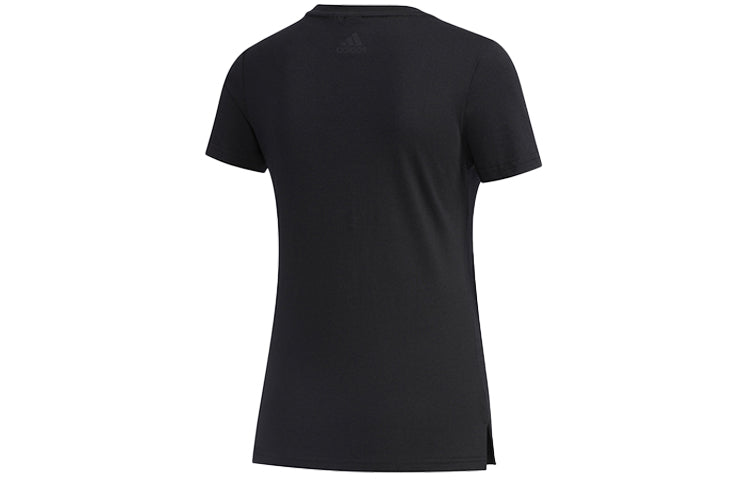 (WMNS) adidas Brand Large logo Printing Solid Color Short Sleeve Black FM9294