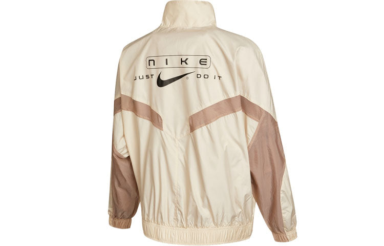 (WMNS) Nike Sportswear Sports Running Splicing Stand Collar Woven Jacket Khaki CZ8849-219